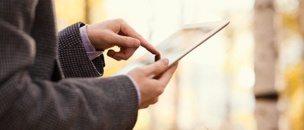 man using tablet