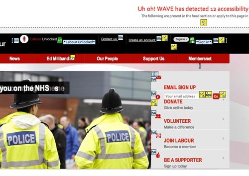 Labour website accessibility errors
